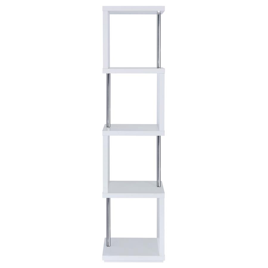 (image for) Baxter 67-inch 4-shelf Bookshelf White and Chrome