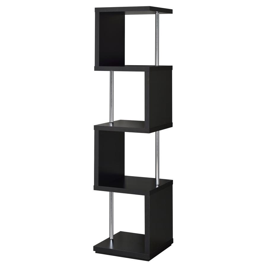 (image for) Baxter 67-inch 4-shelf Bookshelf Black and Chrome - Click Image to Close