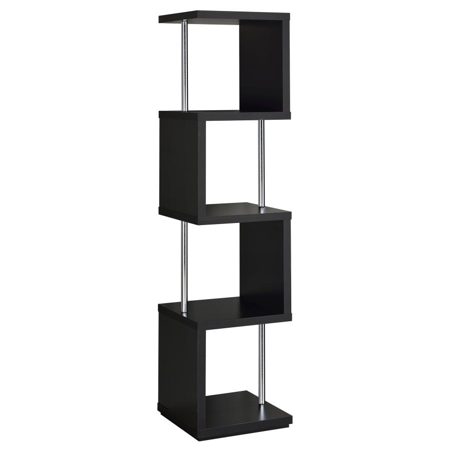 (image for) Baxter 67-inch 4-shelf Bookshelf Black and Chrome