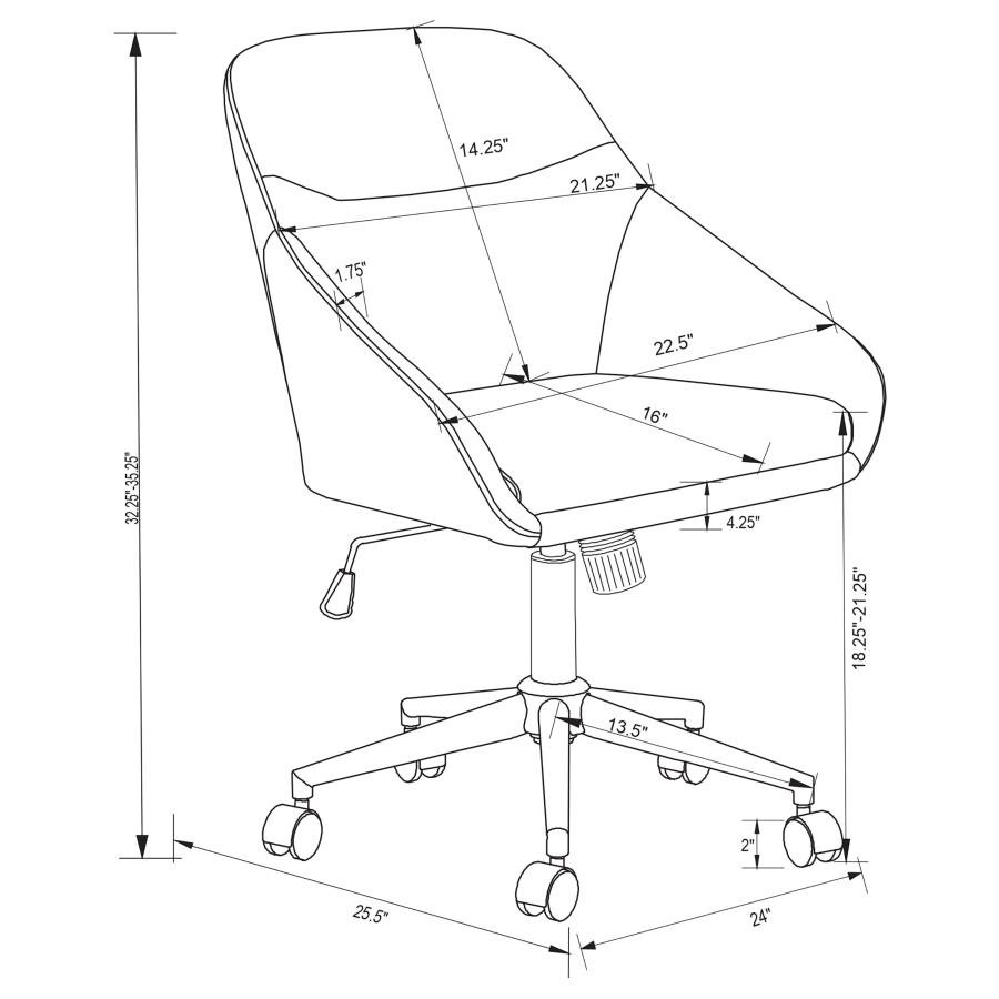 (image for) Jackman Upholstered Adjustable Home Office Desk Chair Brown