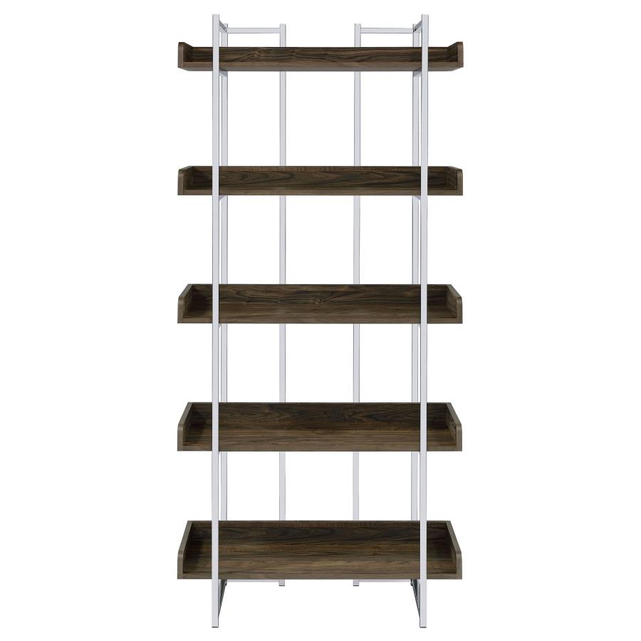 (image for) Angelica 70-inch 5-shelf Bookshelf Walnut and Chrome