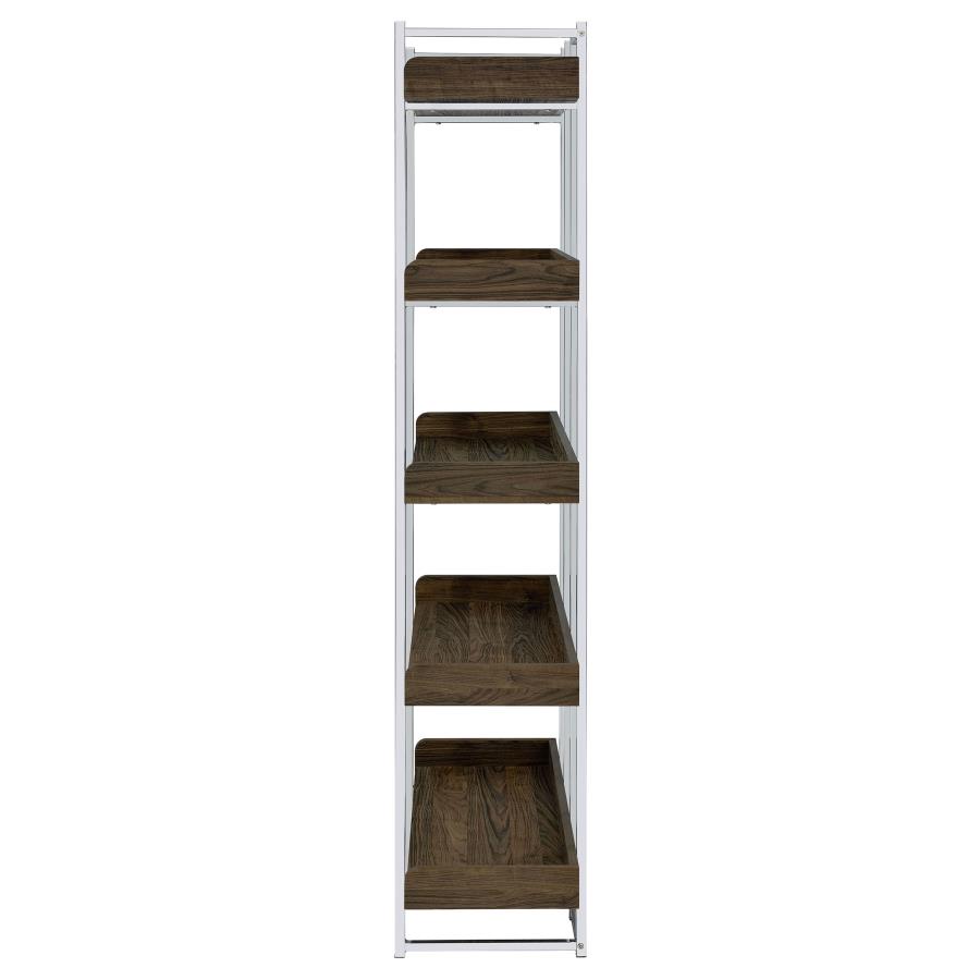 (image for) Angelica 70-inch 5-shelf Bookshelf Walnut and Chrome