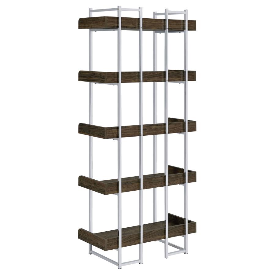 (image for) Angelica 70-inch 5-shelf Bookshelf Walnut and Chrome