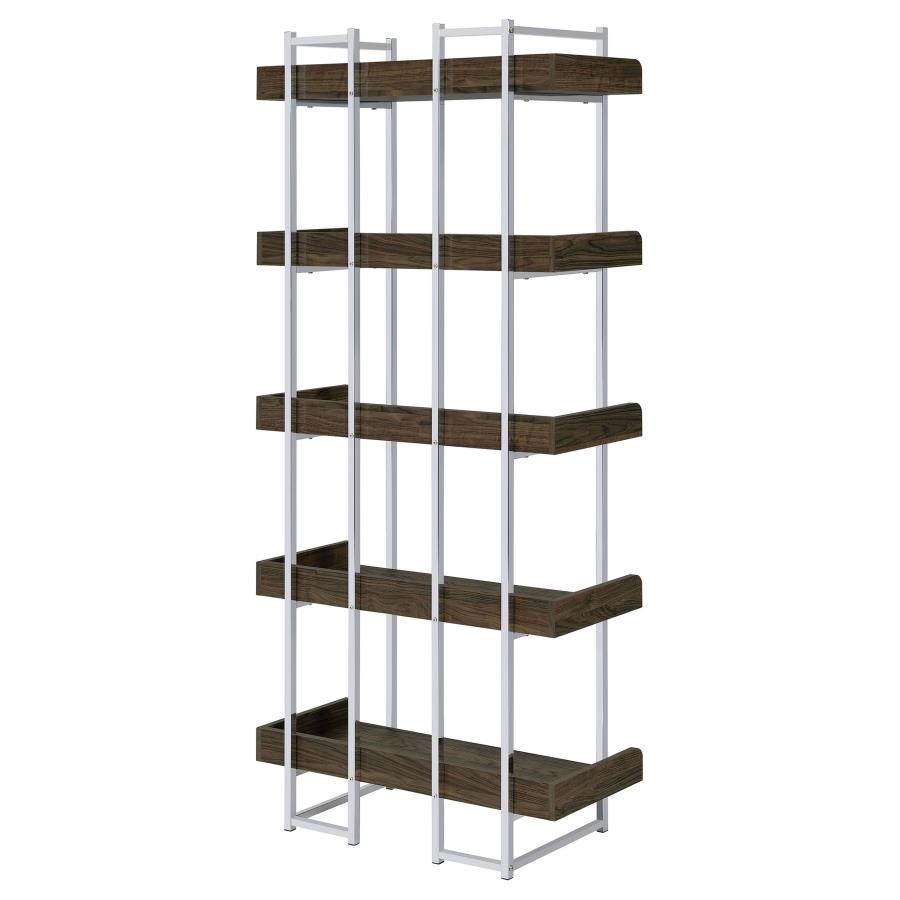 (image for) Angelica 70-inch 5-shelf Bookshelf Walnut and Chrome