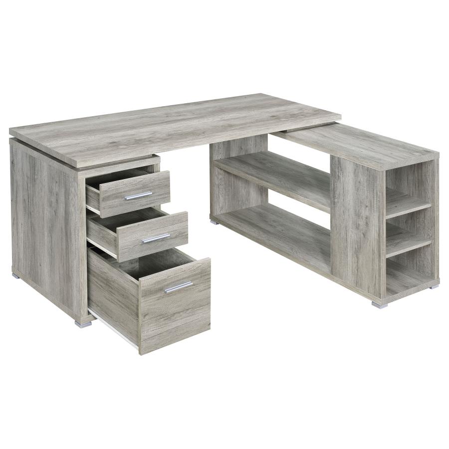 (image for) Yvette 60-inch 3-drawer L-Shape Computer Desk Grey Driftwood