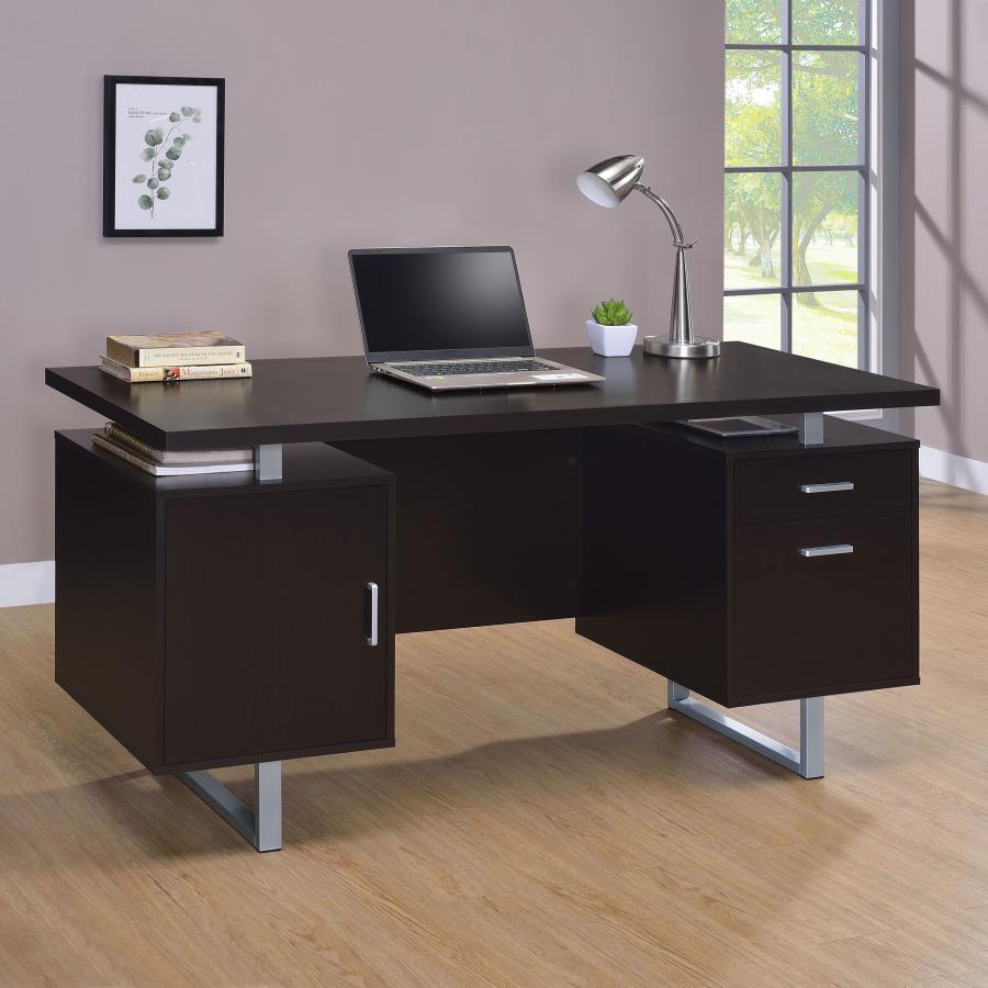 (image for) Lawtey 60-inch 2-drawer Office Computer Desk Cappuccino