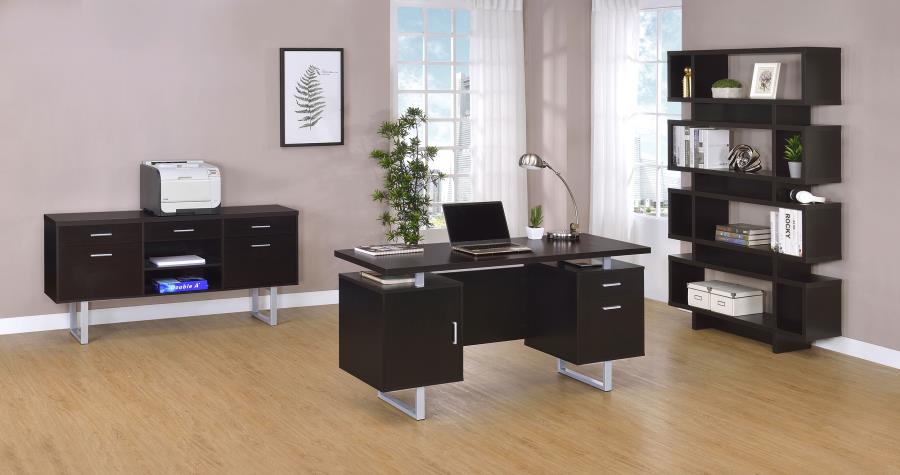 (image for) Lawtey 60-inch 2-drawer Office Computer Desk Cappuccino