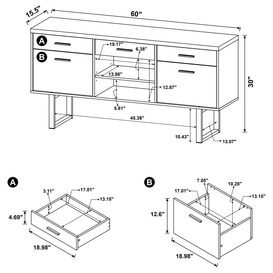 (image for) Lawtey 5-drawer Home Office Storage Credenza Cappuccino