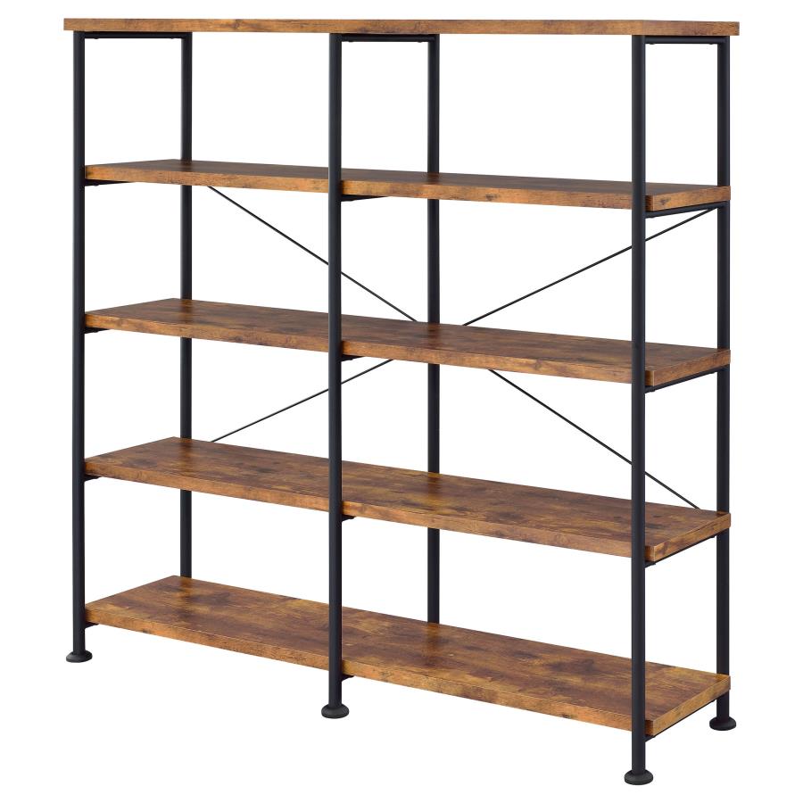 (image for) Analiese 63-inch 4-shelf Double Bookshelf Rustic Nutmeg