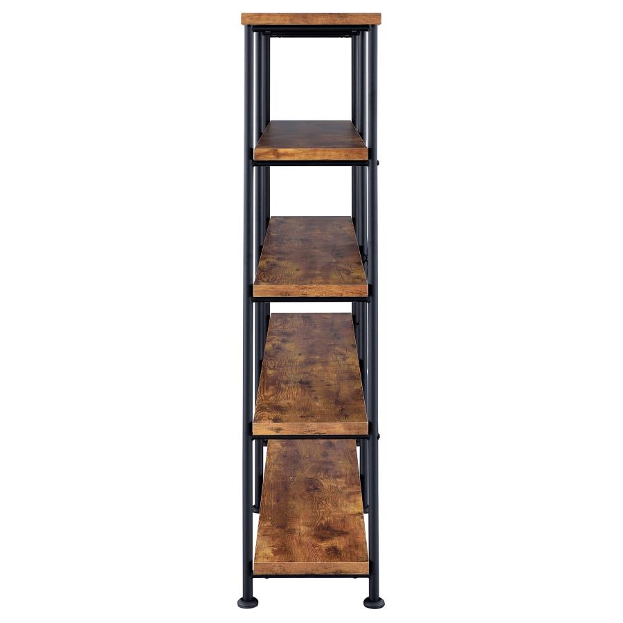 (image for) Analiese 63-inch 4-shelf Double Bookshelf Rustic Nutmeg