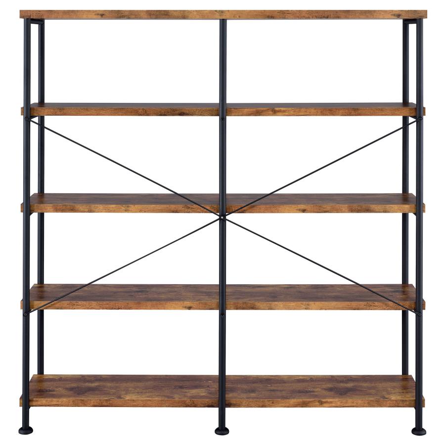 (image for) Analiese 63-inch 4-shelf Double Bookshelf Rustic Nutmeg