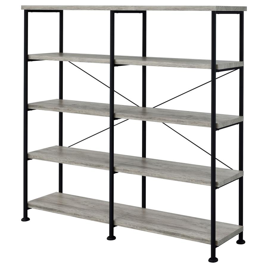 (image for) Analiese 63-inch 4-shelf Double Bookshelf Grey Driftwood