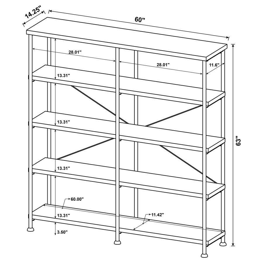 (image for) Analiese 63-inch 4-shelf Double Bookshelf Grey Driftwood