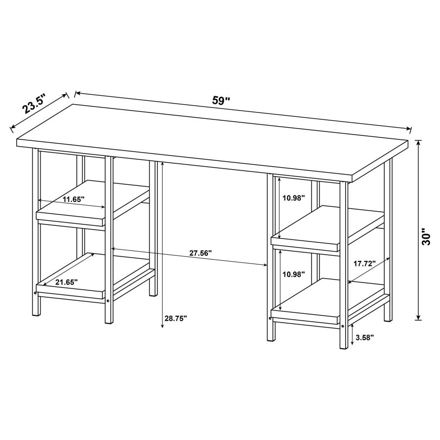 (image for) Kemper 59-inch 4-shelf Writing Desk Weathered Brown