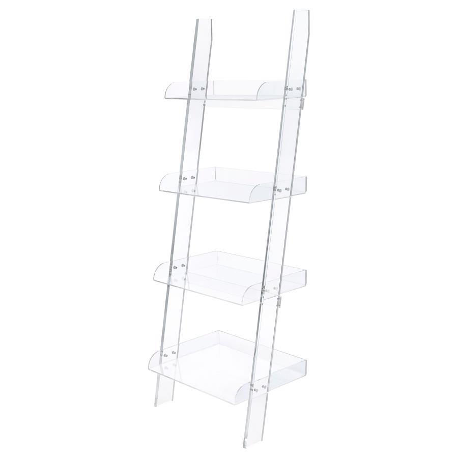 (image for) Amaturo 72-inch 4-shelf Acrylic Ladder Bookshelf Clear