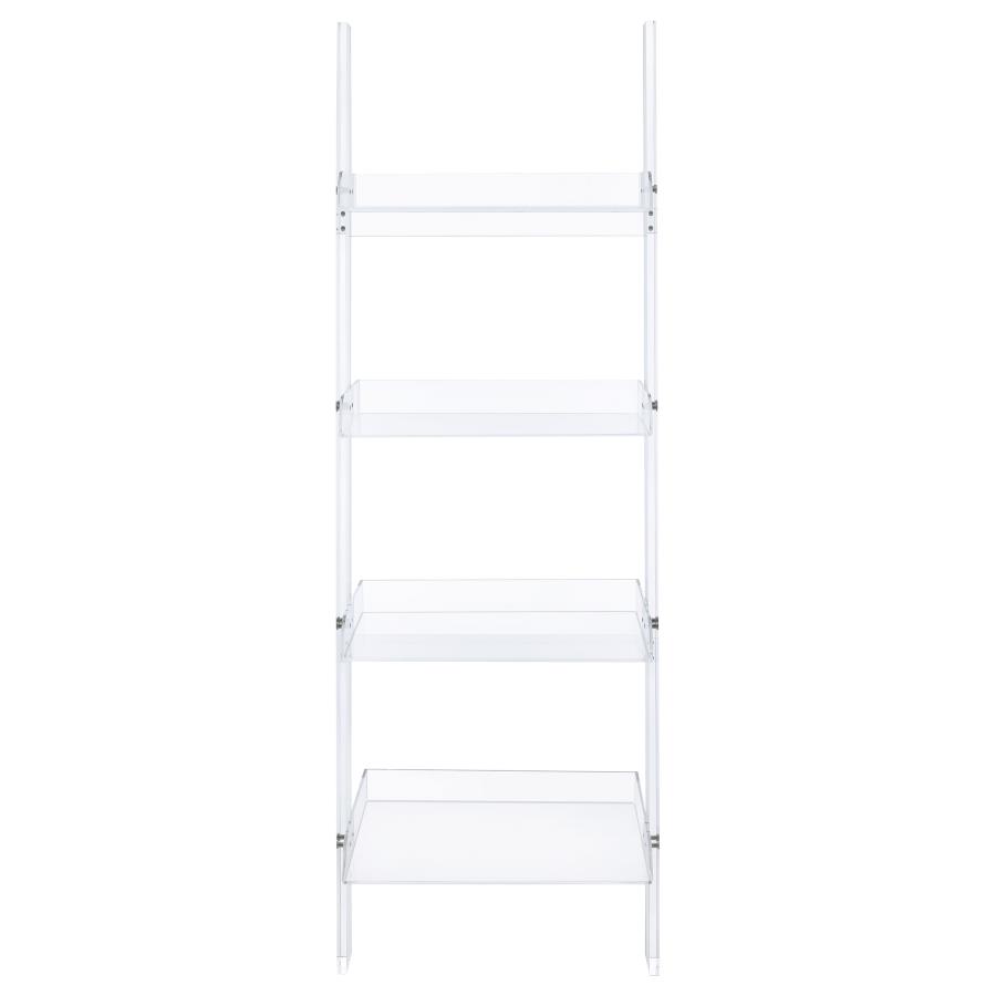 (image for) Amaturo 72-inch 4-shelf Acrylic Ladder Bookshelf Clear