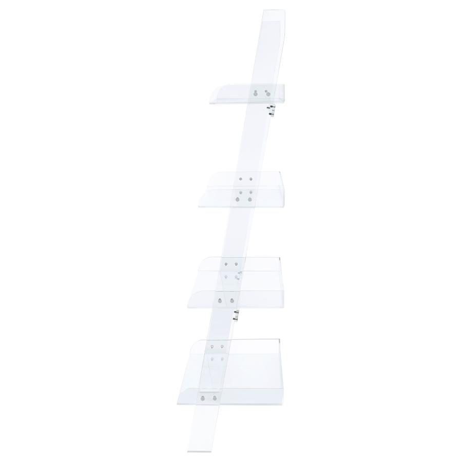 (image for) Amaturo 72-inch 4-shelf Acrylic Ladder Bookshelf Clear