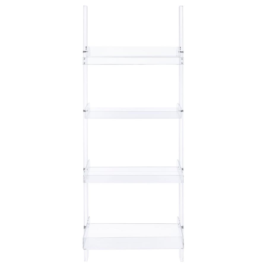 (image for) Amaturo 72-inch 4-shelf Acrylic Ladder Bookshelf Clear