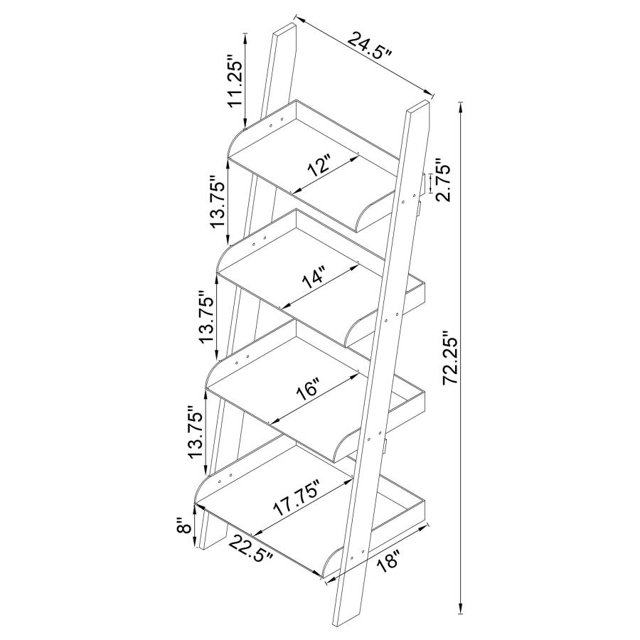 (image for) Amaturo 72-inch 4-shelf Acrylic Ladder Bookshelf Clear