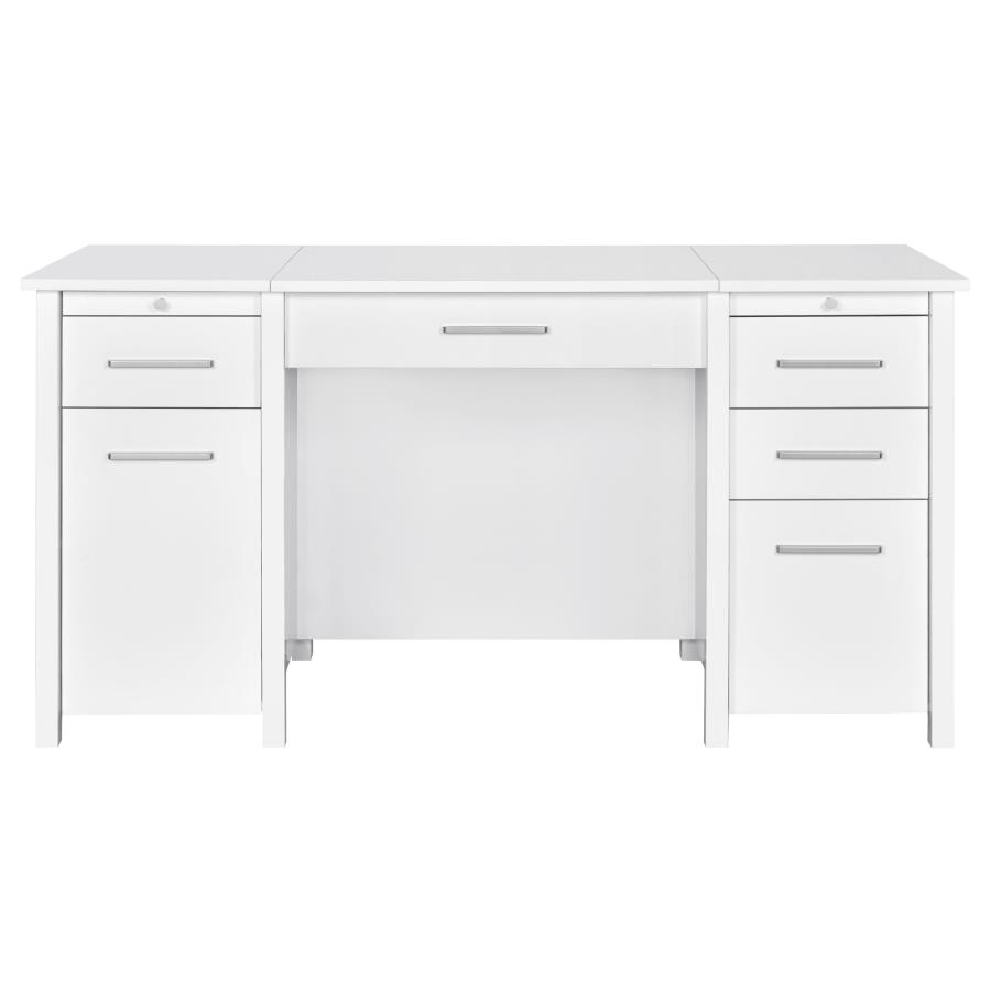 (image for) Dylan 60-inch 4-drawer Lift Top Office Desk White High Gloss