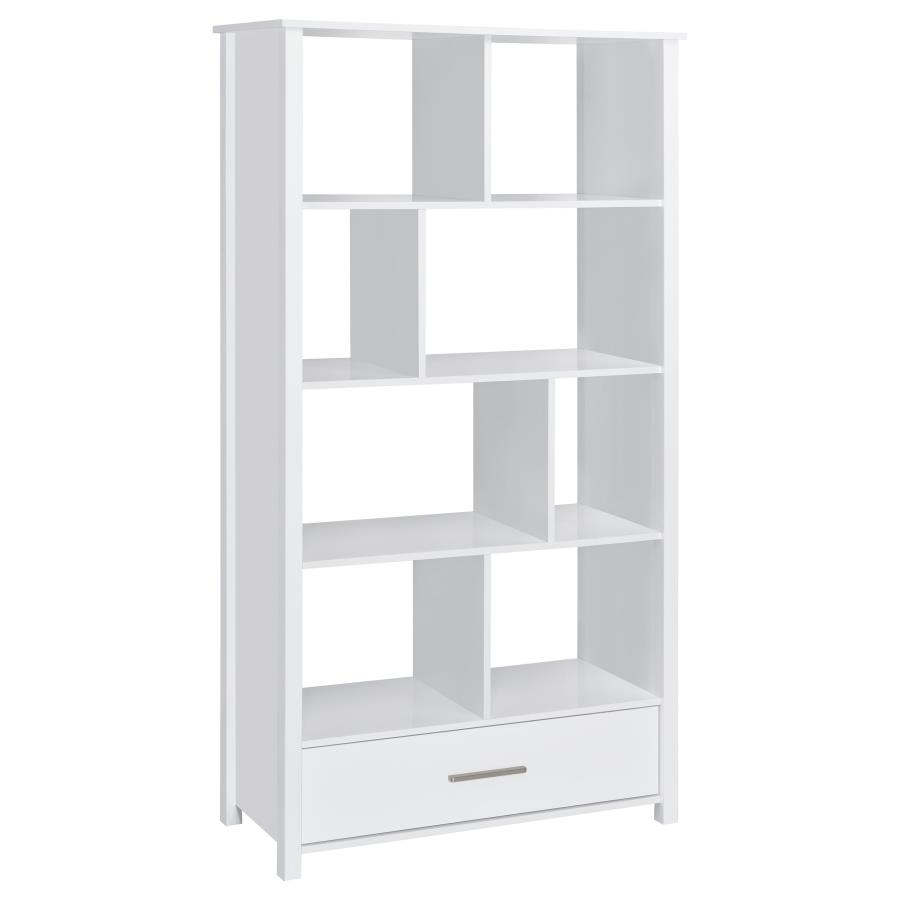 (image for) Dylan 68-inch 4-shelf Storage Bookshelf White High Gloss