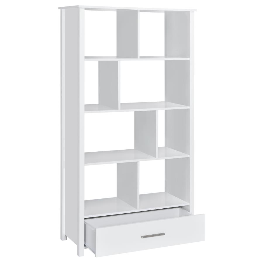 (image for) Dylan 68-inch 4-shelf Storage Bookshelf White High Gloss