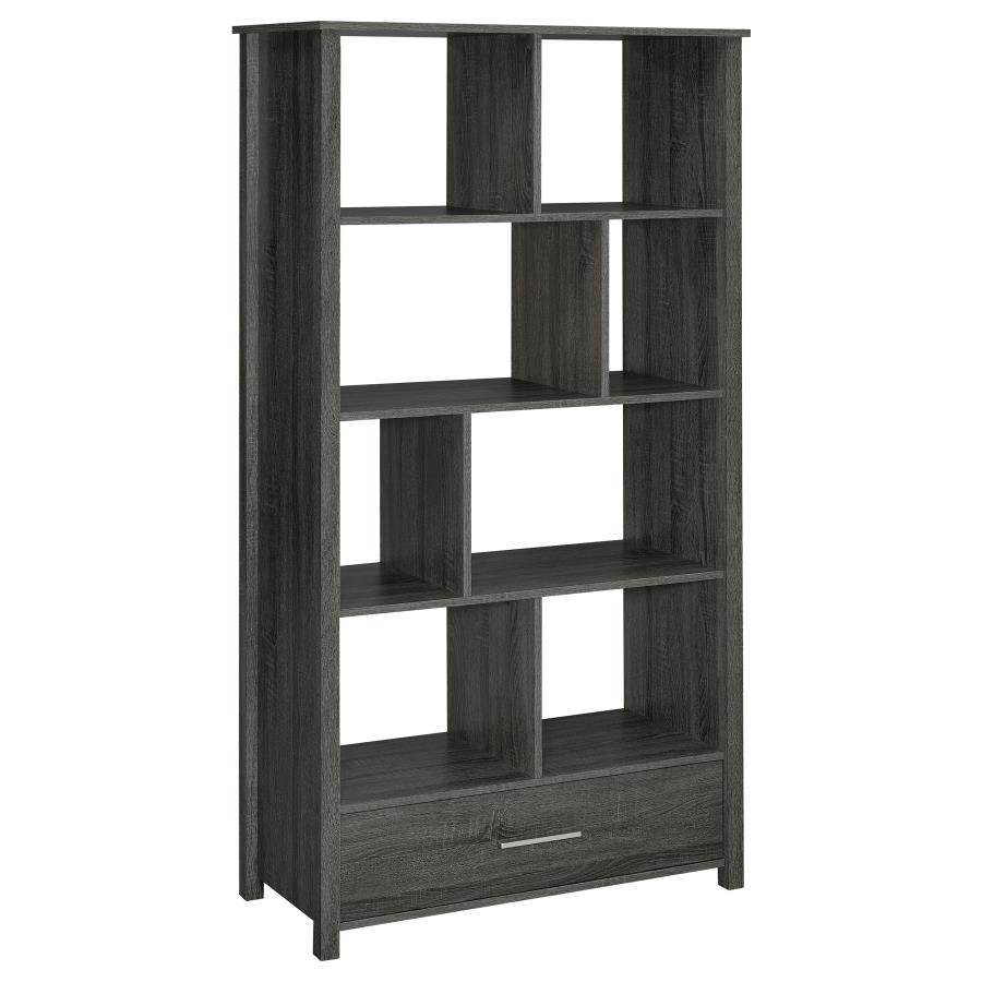 (image for) Dylan 68-inch 4-shelf Storage Bookshelf Weathered Grey