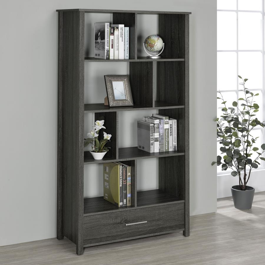 (image for) Dylan 68-inch 4-shelf Storage Bookshelf Weathered Grey