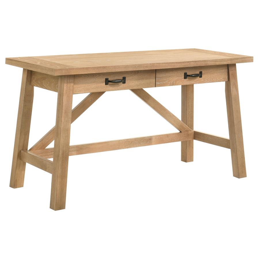 (image for) Fabian 54-inch 2-drawer Computer Writing Desk Distressed Light Brown