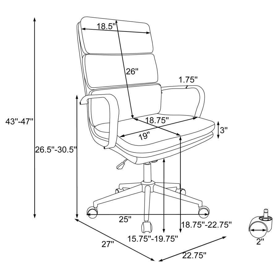 (image for) Ximena Upholstered Adjustable High Back Office Chair Grey