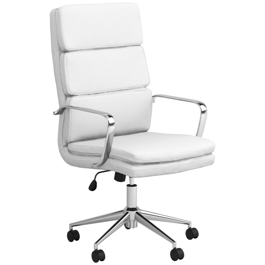 (image for) Ximena Upholstered Adjustable High Back Office Chair White - Click Image to Close