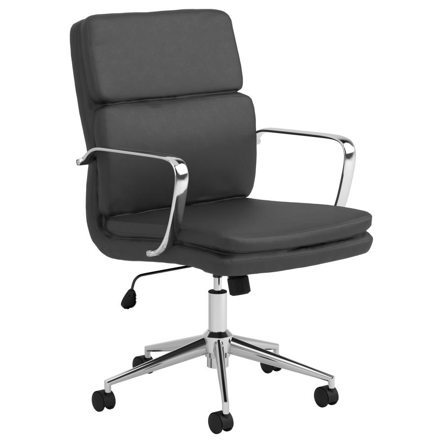 (image for) Ximena Upholstered Adjustable Mid Back Office Chair Black - Click Image to Close