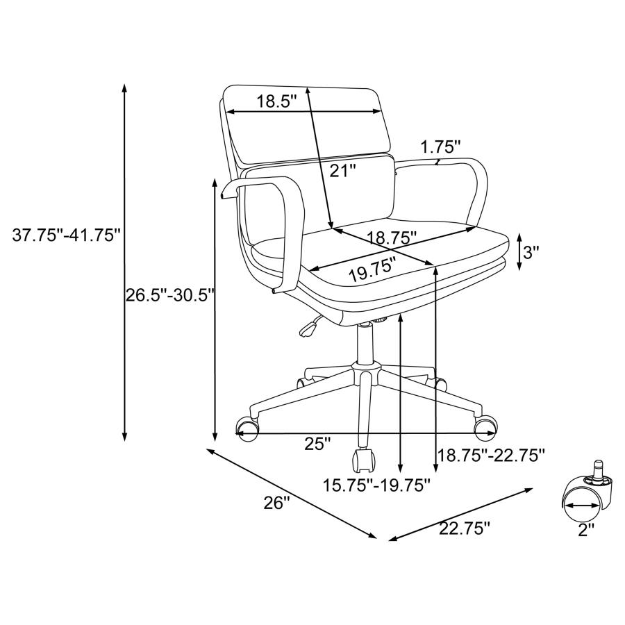 (image for) Ximena Upholstered Adjustable Mid Back Office Chair Black