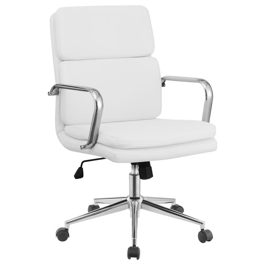 (image for) Ximena Upholstered Adjustable Mid Back Office Chair White - Click Image to Close