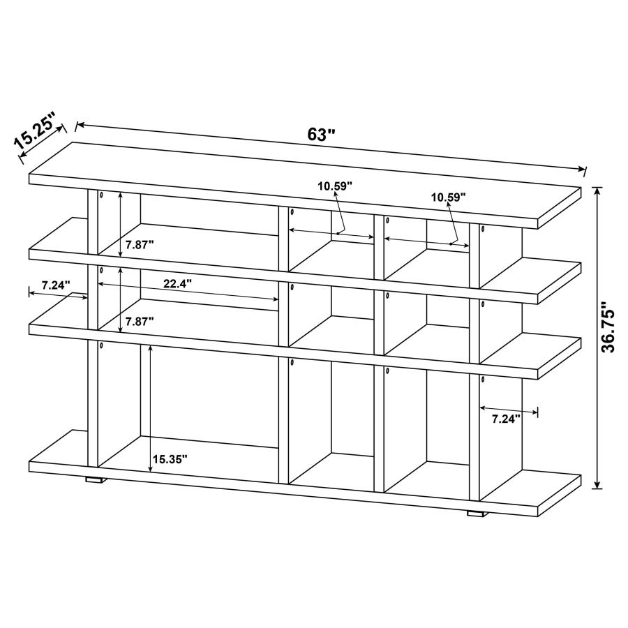 (image for) Santos 63-inch 3-shelf Console Bookcases Rustic Nutmeg