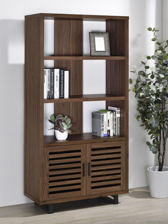 (image for) Maddox 71-inch 3-shelf Cabinet Bookcase Walnut