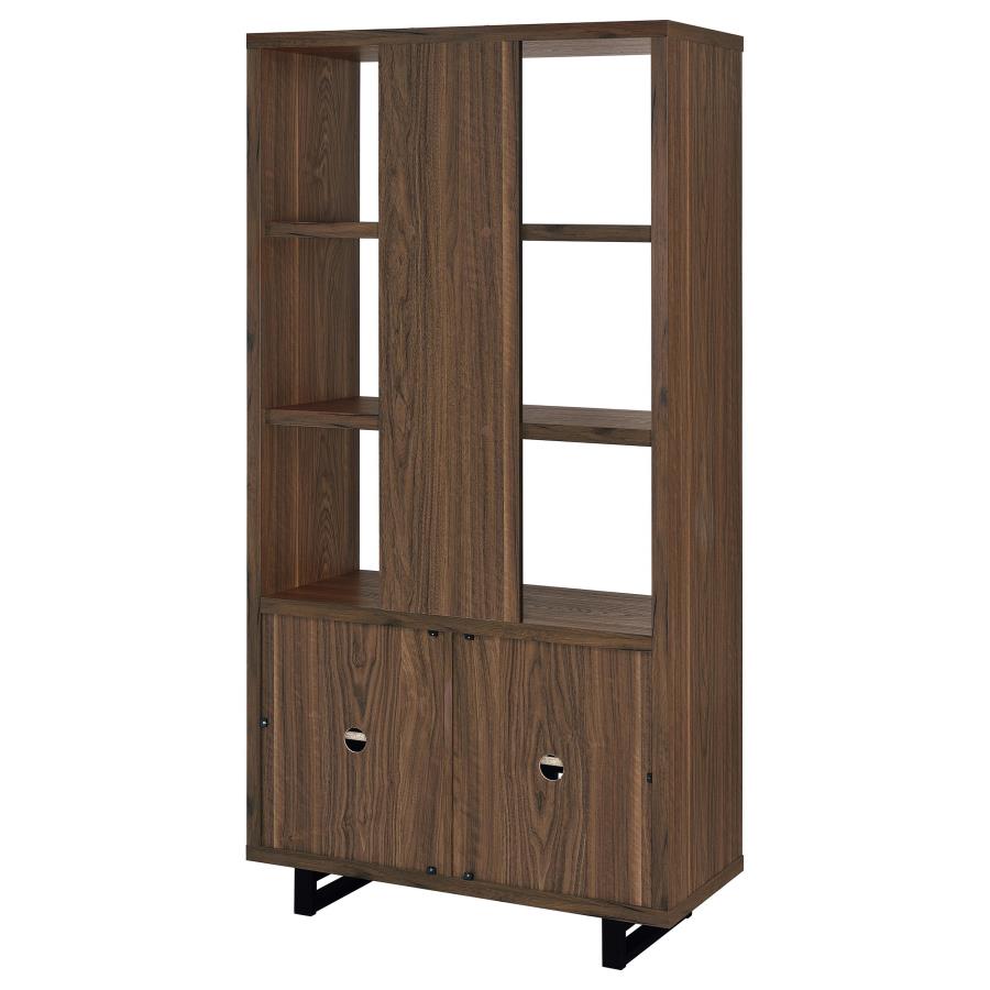 (image for) Maddox 71-inch 3-shelf Cabinet Bookcase Walnut