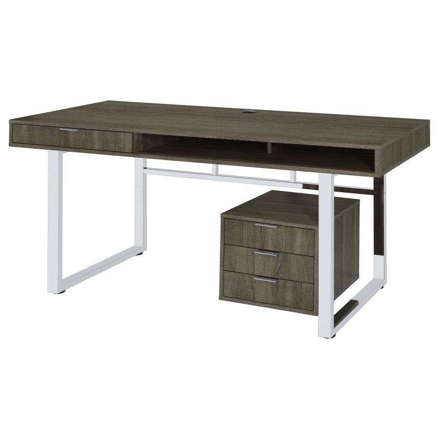 (image for) Whitman 65-inch 4-drawer Computer Desk Weathered Grey - Click Image to Close