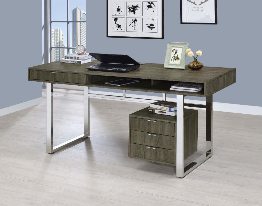 (image for) Whitman 65-inch 4-drawer Computer Desk Weathered Grey