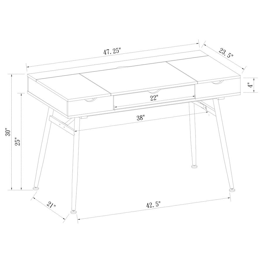 (image for) Rafael 47-inch 1-drawer Desk with Storage Rustic Driftwood