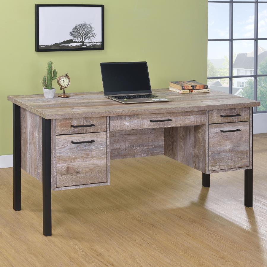 (image for) Samson 60-inch 4-drawer Office Computer Desk Weathered Oak