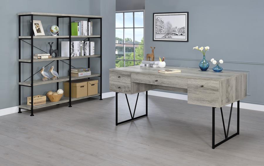 (image for) Analiese 63-inch 4-drawer Writing Desk Grey Driftwood