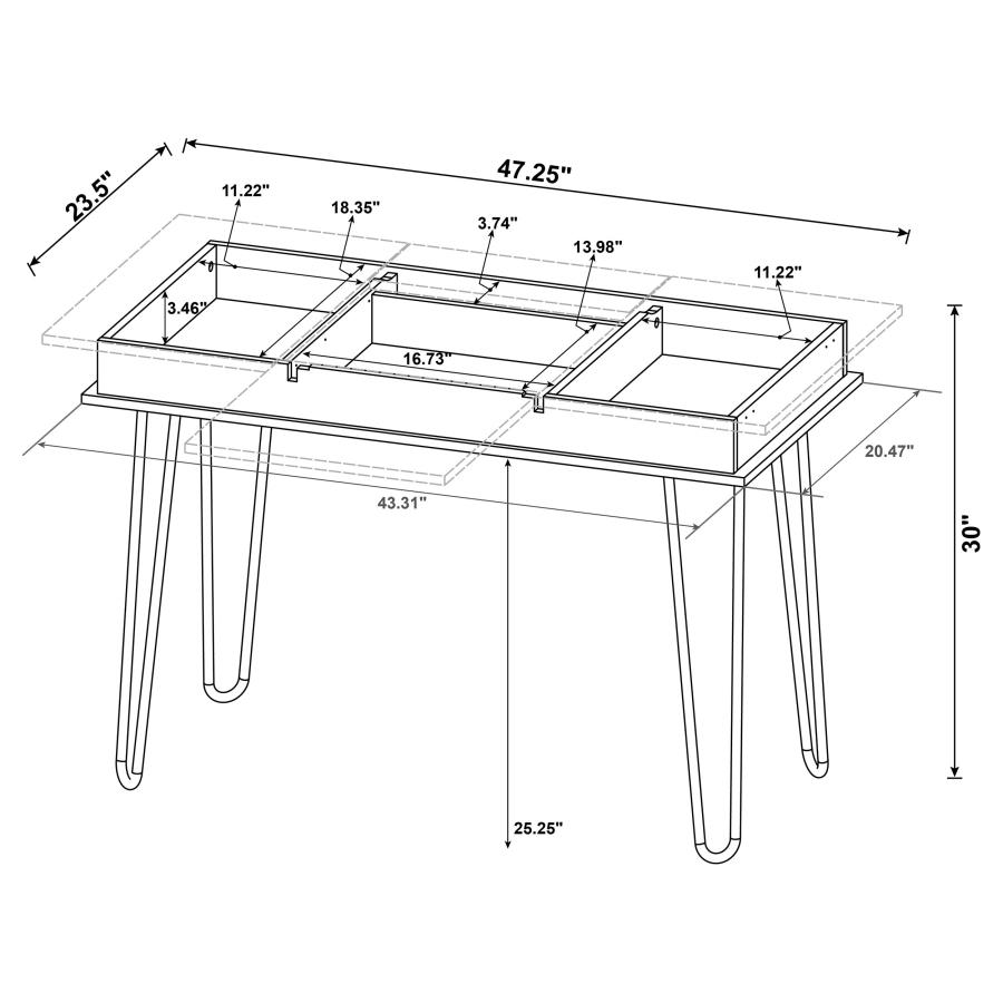 (image for) Sheeran 47-inch Writing Desk with Storage Rustic Amber