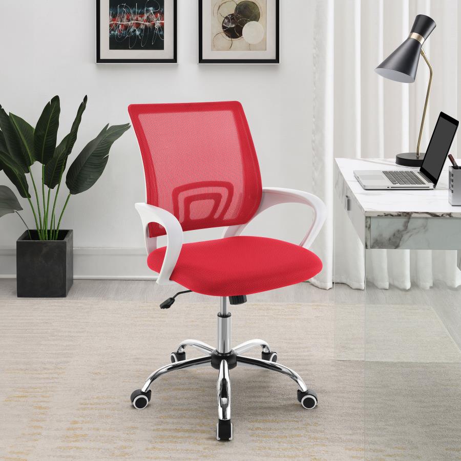 (image for) Felton Upholstered Adjustable Home Office Desk Chair Red