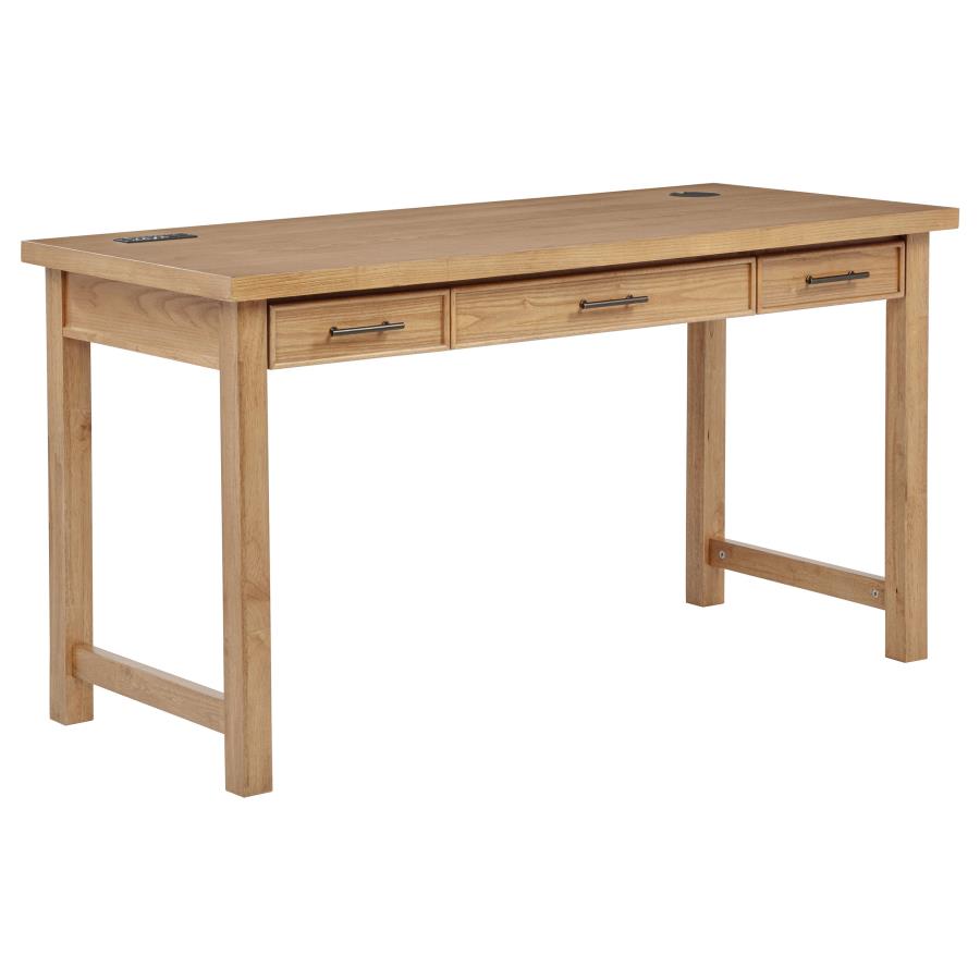 (image for) Vermes 55-inch 3-drawer Writing Desk with Power Outlet Light Ash