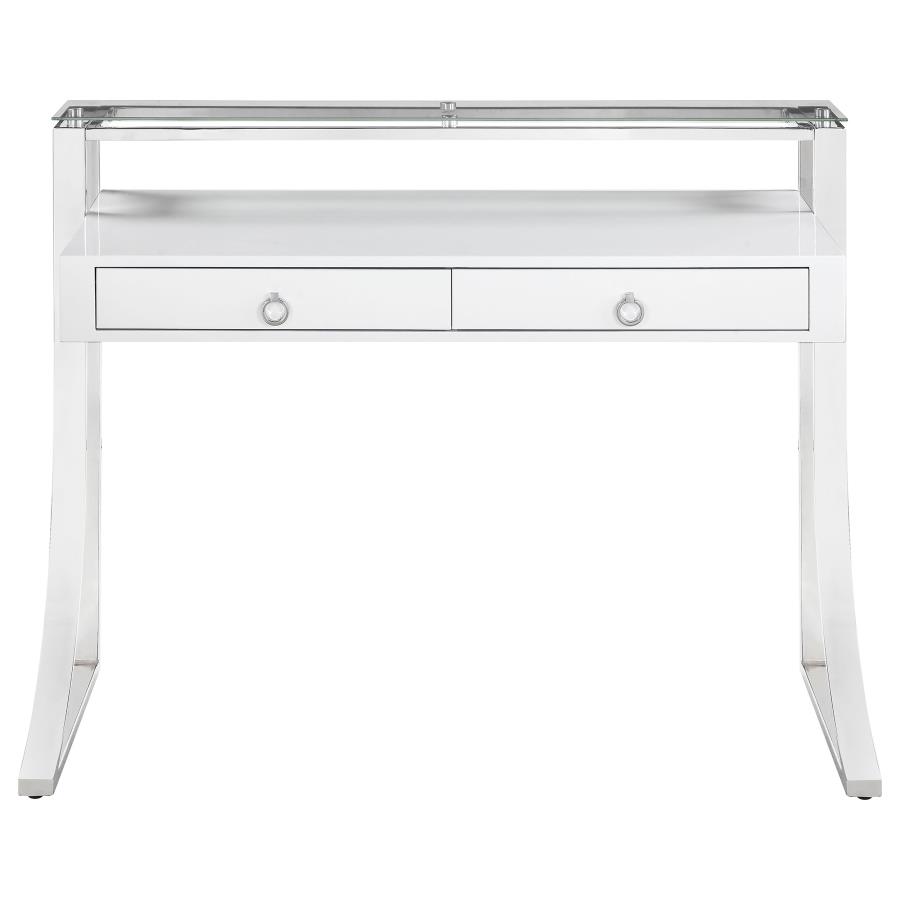 (image for) Gemma 48-inch 2-drawer Writing Desk White High Gloss