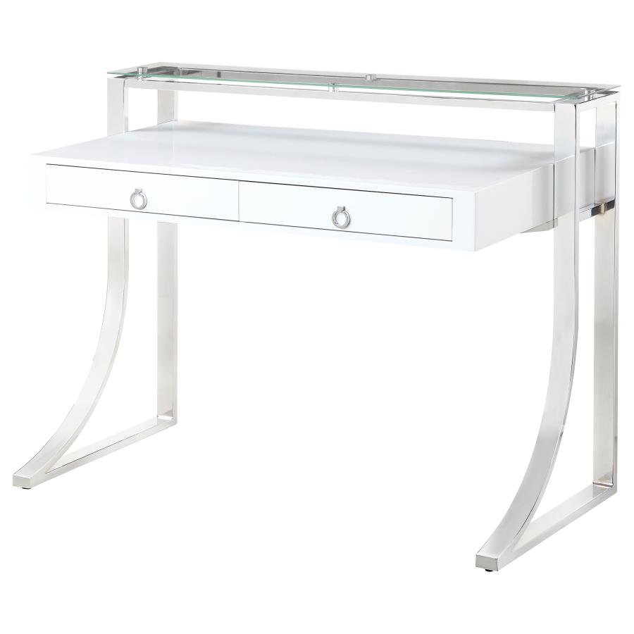 (image for) Gemma 48-inch 2-drawer Writing Desk White High Gloss