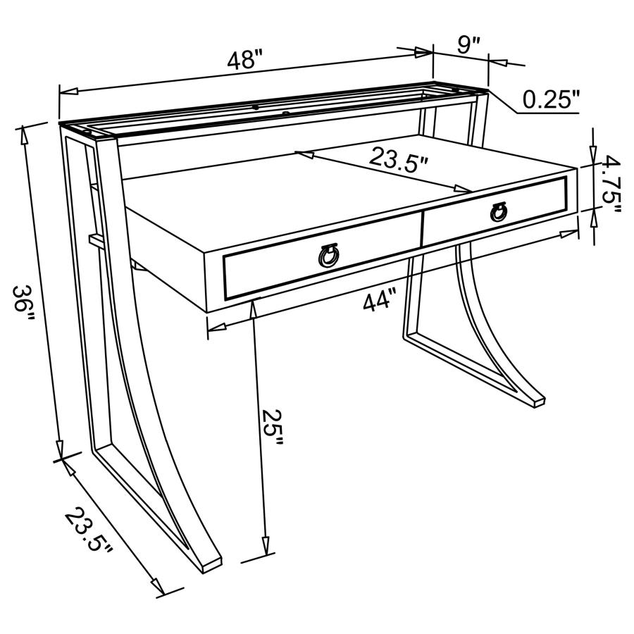 (image for) Gemma 48-inch 2-drawer Writing Desk White High Gloss