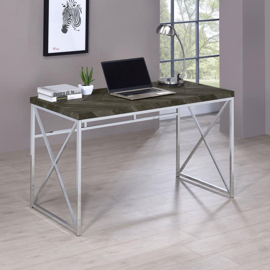 (image for) Grimma 47-inch Writing Office Desk Rustic Grey and Chrome