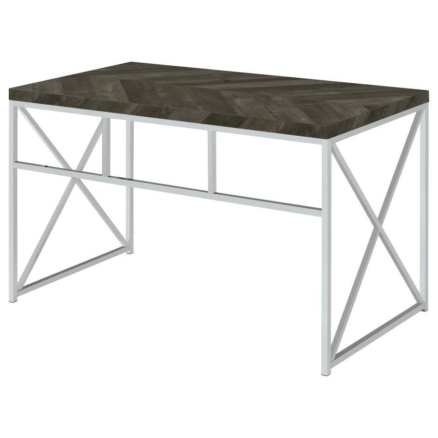 (image for) Grimma 47-inch Writing Office Desk Rustic Grey and Chrome